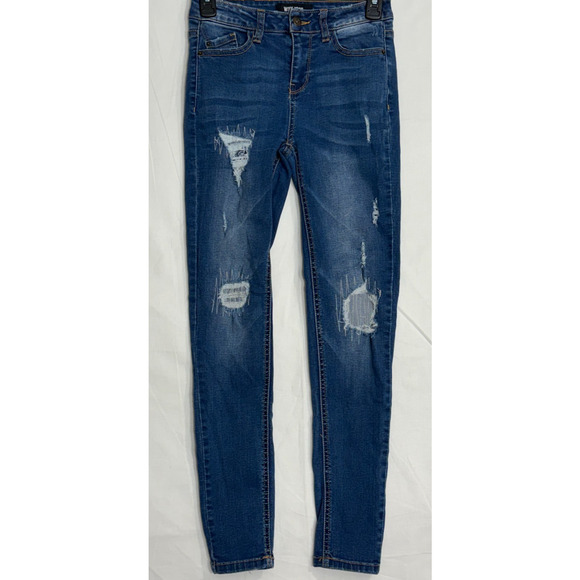Wax Jean Los Angeles CA Girls Jean‎ Distressed Blue W24x 27 - Picture 2 of 9